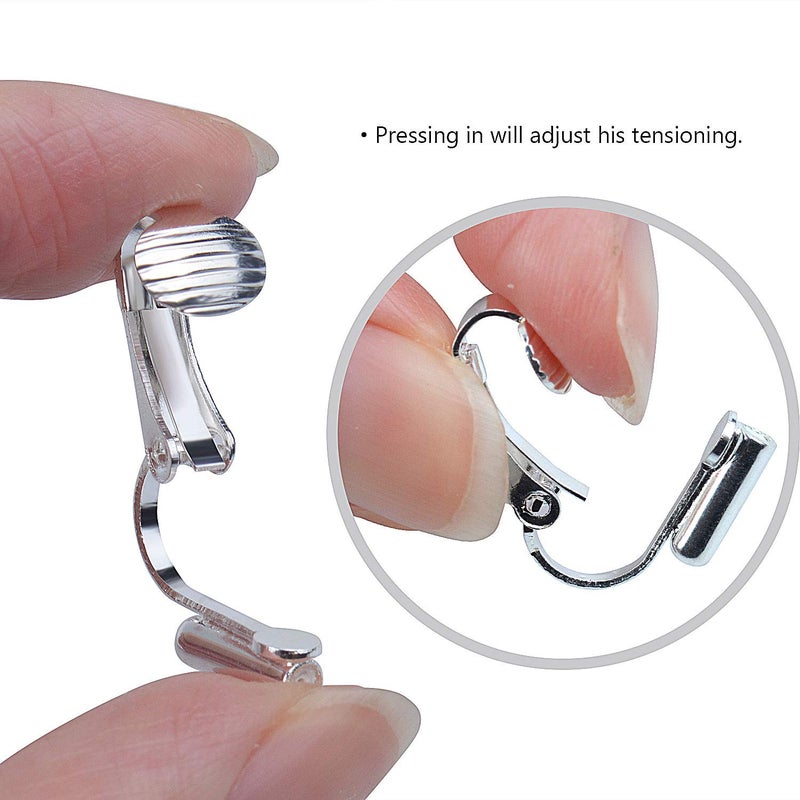 Jdesun 20 Pieces Silver Clip-on Earring Converters with Post for Non-Pierced Ears - Image 3